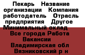 Пекарь › Название организации ­ Компания-работодатель › Отрасль предприятия ­ Другое › Минимальный оклад ­ 1 - Все города Работа » Вакансии   . Владимирская обл.,Вязниковский р-н